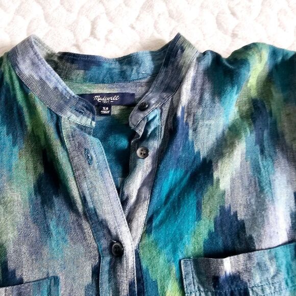 Madewell Tunic top shirt button jagged plaid fall leggings top XS extra small - Picture 4 of 7